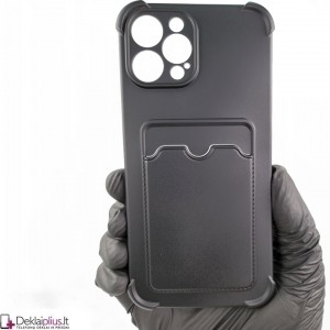 Anti-Shock dėklas su kišenėle - juodas (Apple Iphone 13 Pro Max)